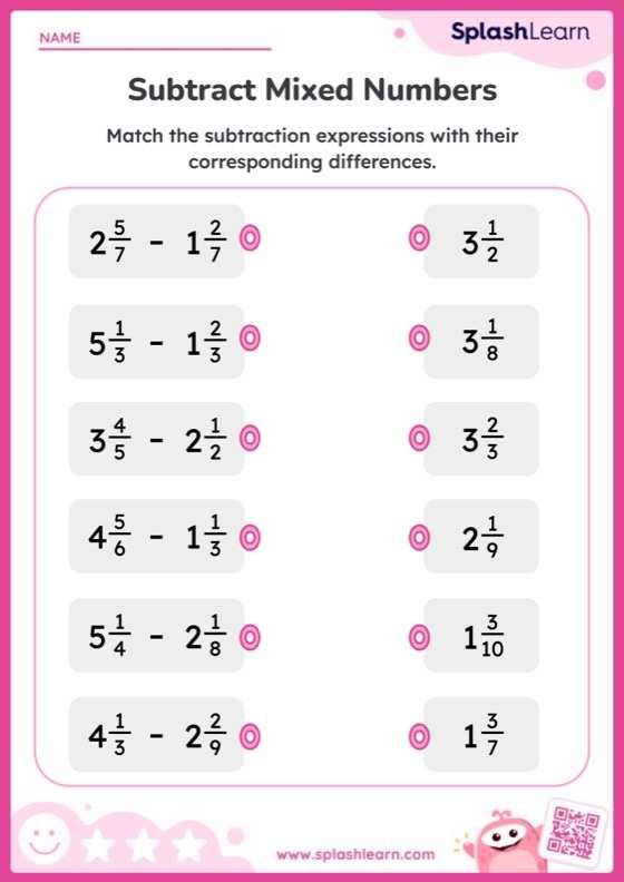 Subtract Two Mixed Numbers Worksheets For Kids Online