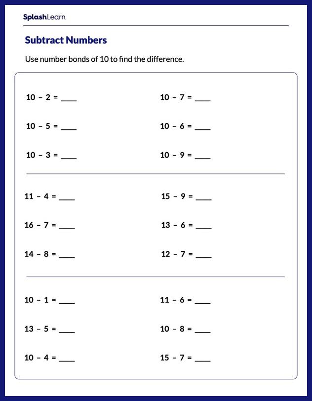 Subtraction Worksheets For 2nd Graders Online SplashLearn