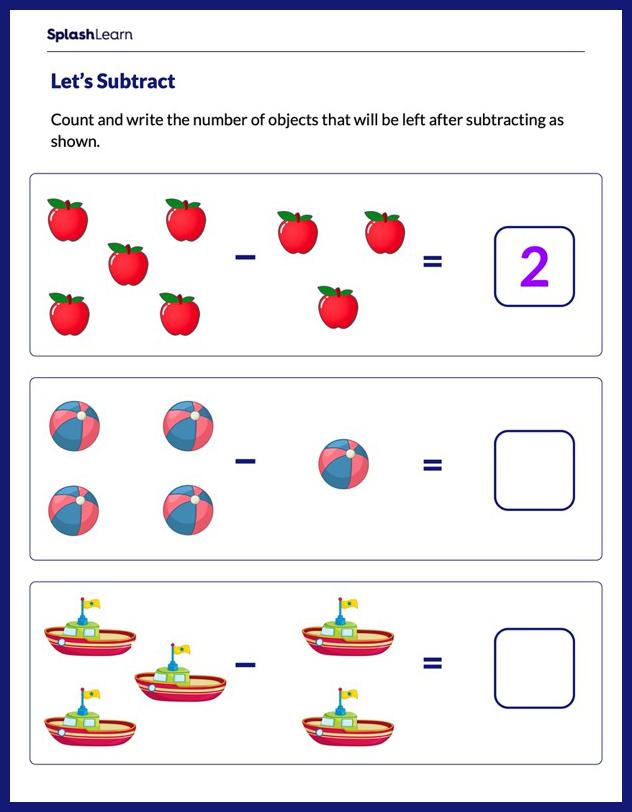 Subtract Using Objects Math Worksheets SplashLearn