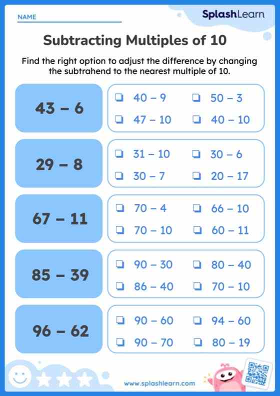 Subtracting Multiples Of 10 Math Worksheets SplashLearn Subtracting Multiples Of 10 Math Worksheets SplashLearn