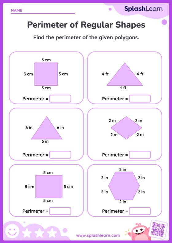 Finding Perimeter Of Regular Shapes Worksheet