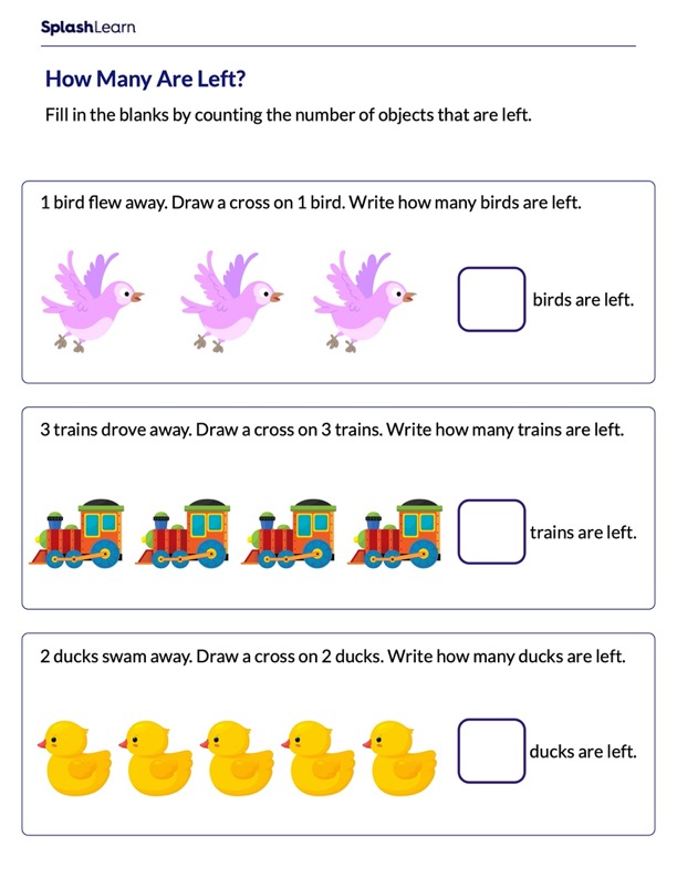 Use Pictures to Subtract - Math Worksheets - SplashLearn