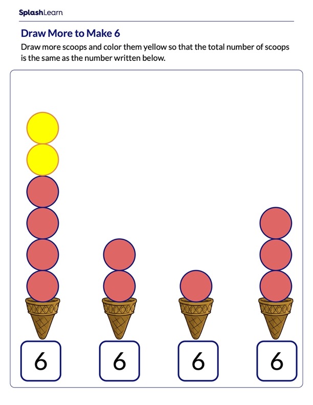 how many more to make 6 math worksheets splashlearn