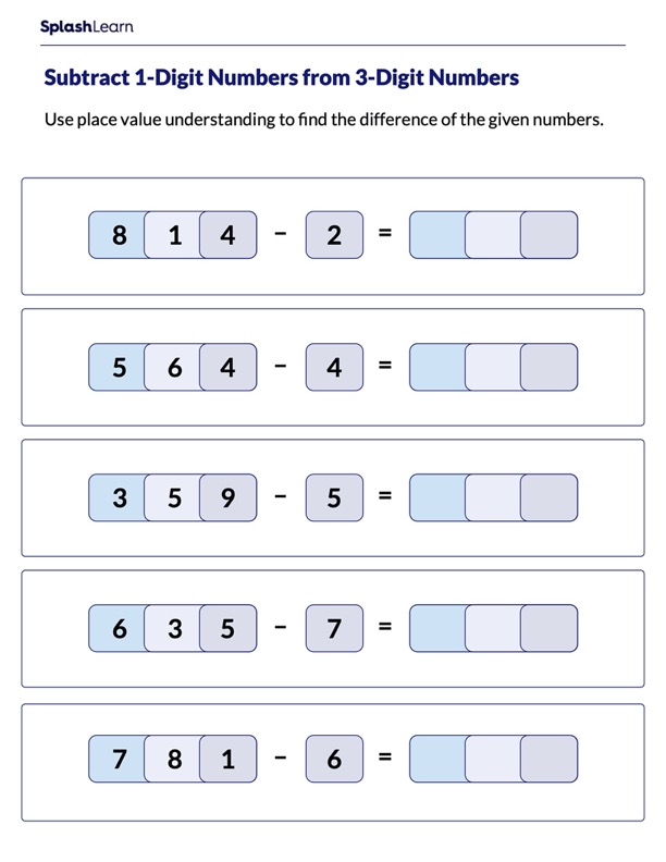 subtraction worksheets for 1st graders online splashlearn