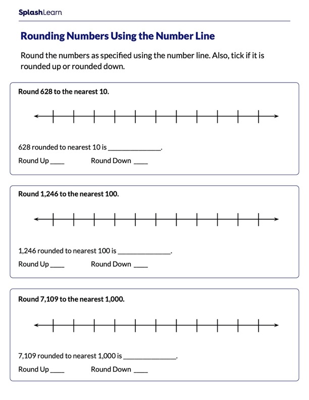 rounding numbers using the number line math worksheets splashlearn