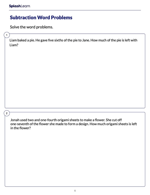 Fraction Worksheets for 5th Graders Online - SplashLearn