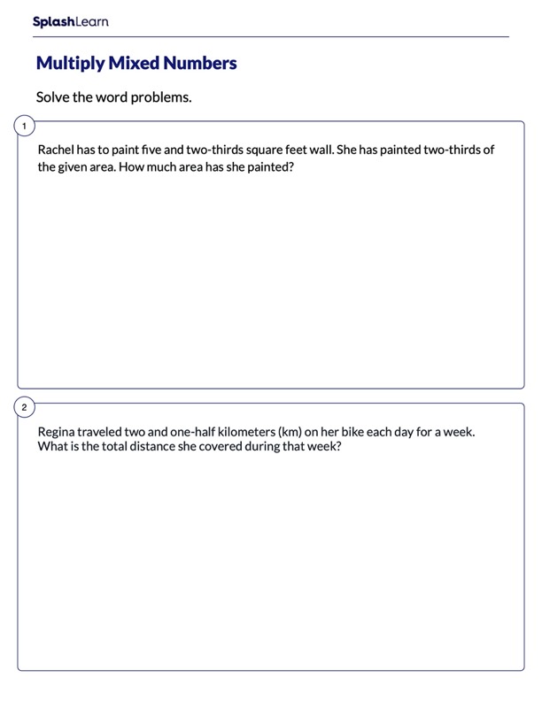 Real Life Problems On Multiplying Mixed Numbers Math Worksheets 