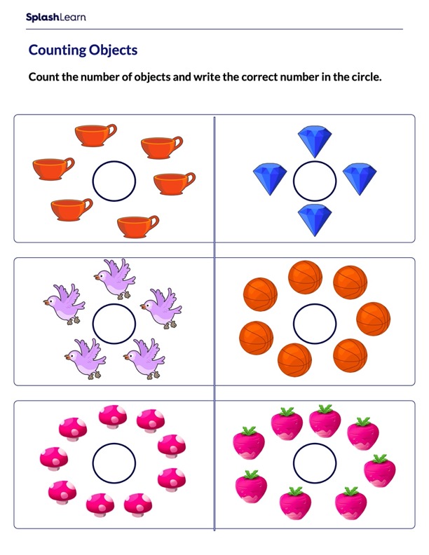 count using objects math worksheets splashlearn