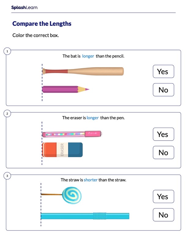 measurement worksheets for kindergarteners online splashlearn