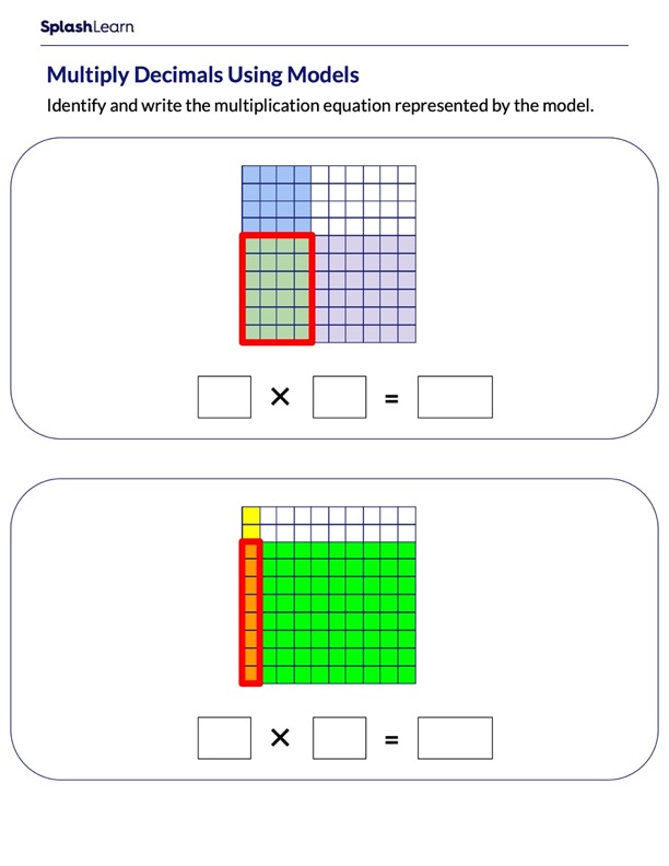 Use Models To Multiply Decimal Numbers Math Worksheets SplashLearn