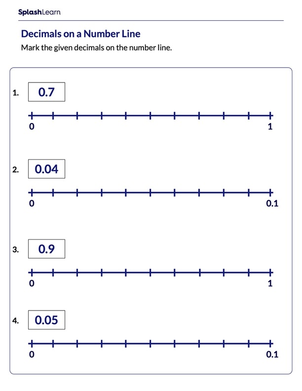 Number Line Decimals Worksheet Printable Word Searches