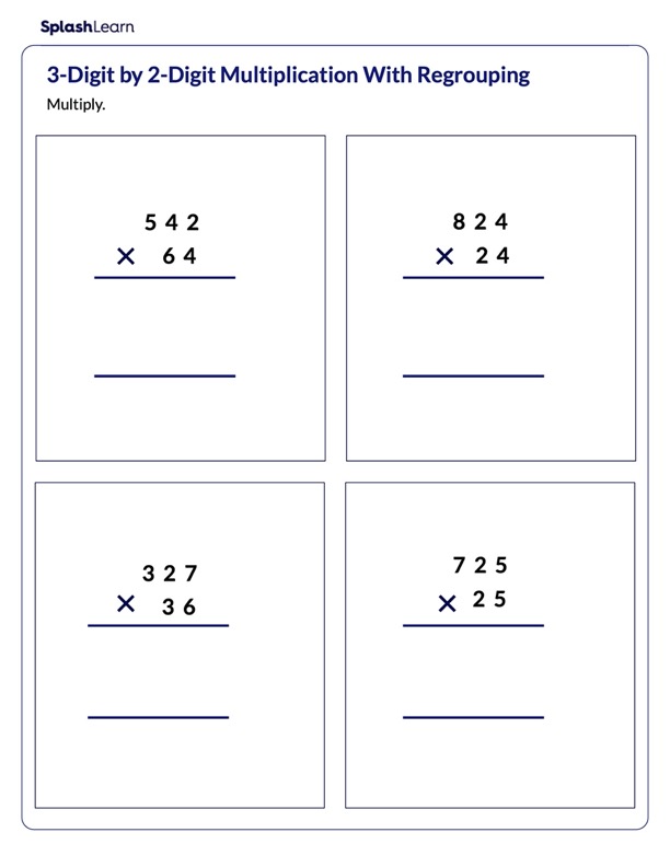 Multiply Multi Digit Numbers Worksheets